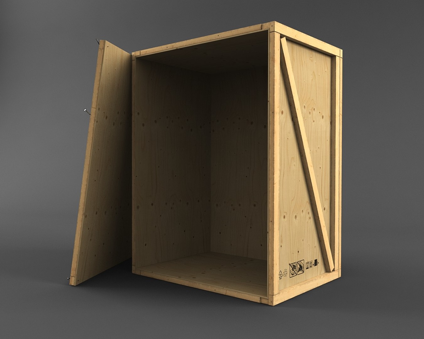 3d wooden box model