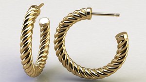 cable hoop earrings 3D model