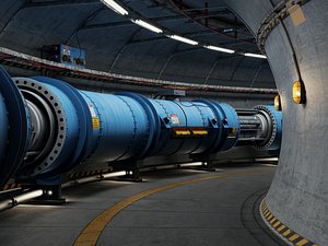 3D Particle Accelerator Tunnel High Voltage Pipe Scene PBR Game Ready model
