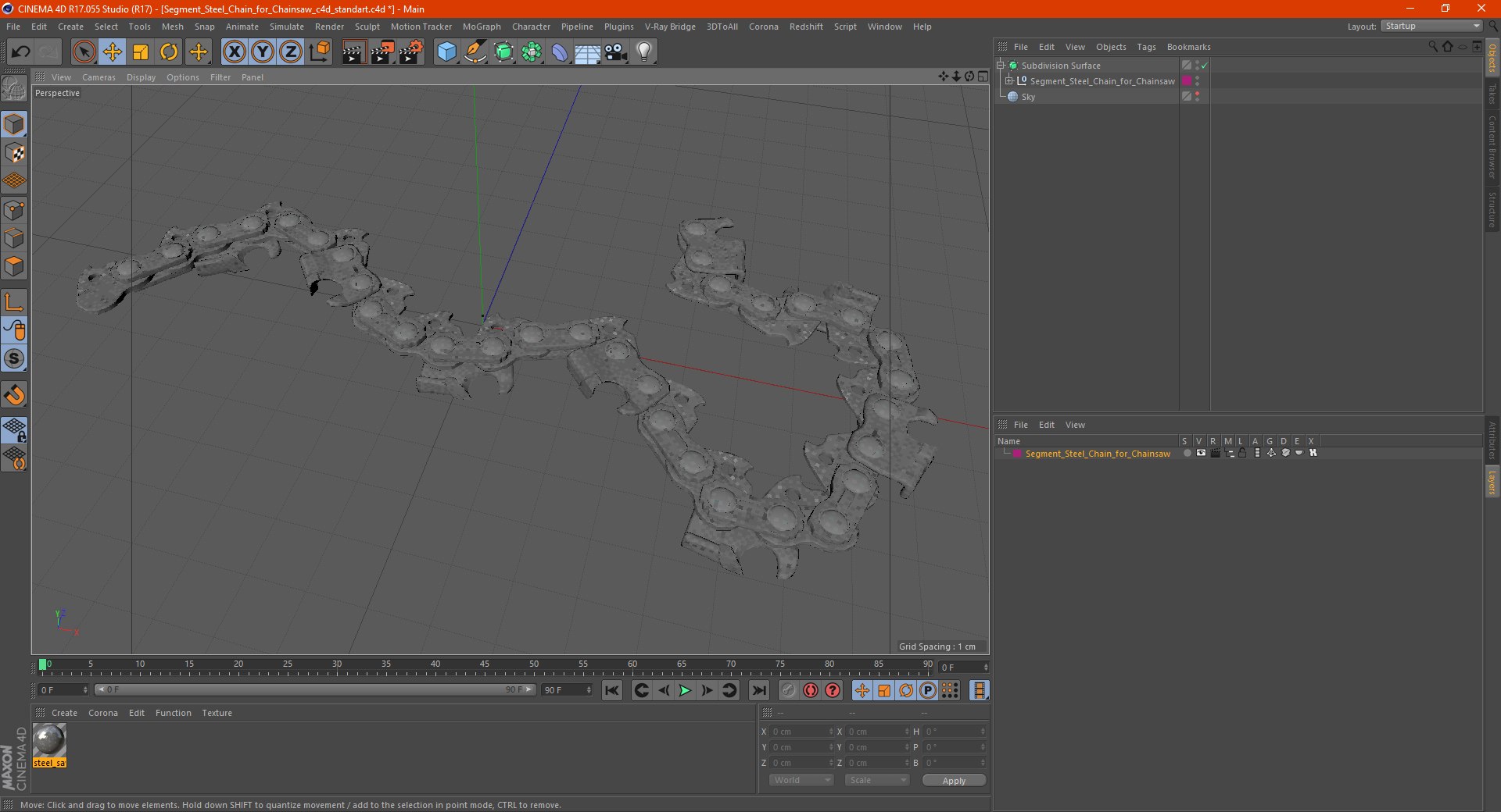 Segment Steel Chain For Chainsaw 3D Model - TurboSquid 1883203