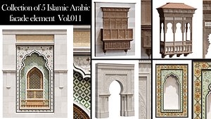 5 islamic arabic facade element pack vol 01 3D model 3D model