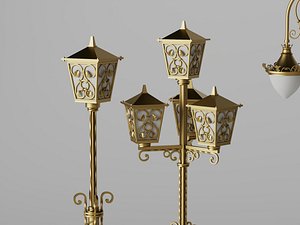 Classic European Street Light Vintage Garden Lamppost Pack 3D