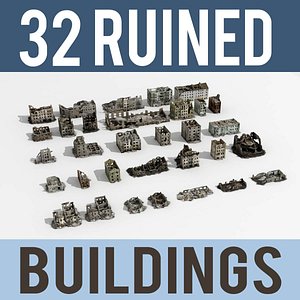 Ruined Damaged Buildings Collection 3
