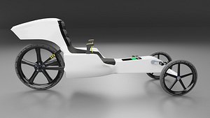 White Electric Trike Bike Glows in the Dark 3D