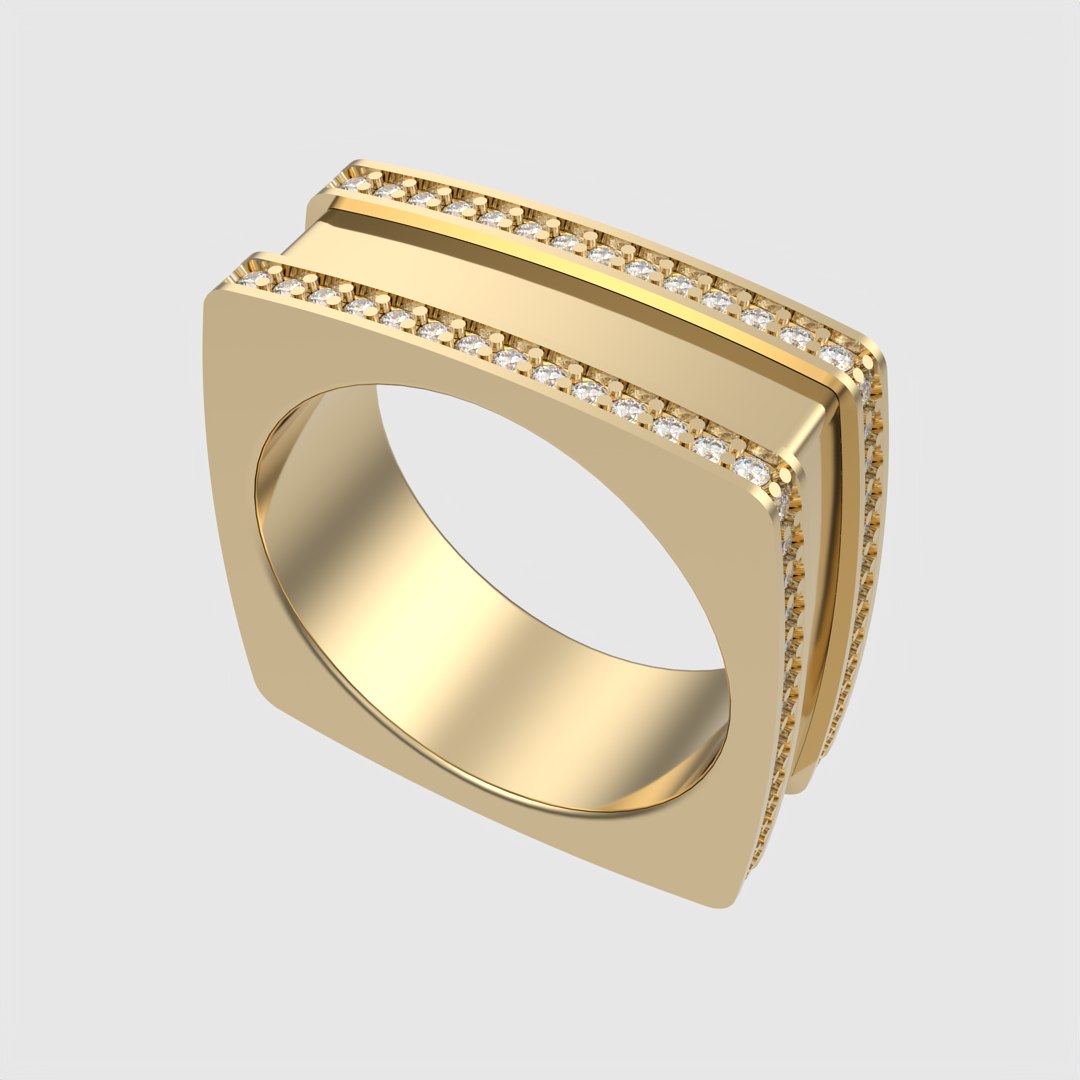 Contemporary Square Gemmed Ring JDBCo Model - TurboSquid 2349548