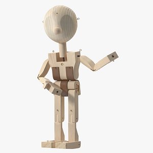 3D model Raw Wooden Character Rigged for Maya
