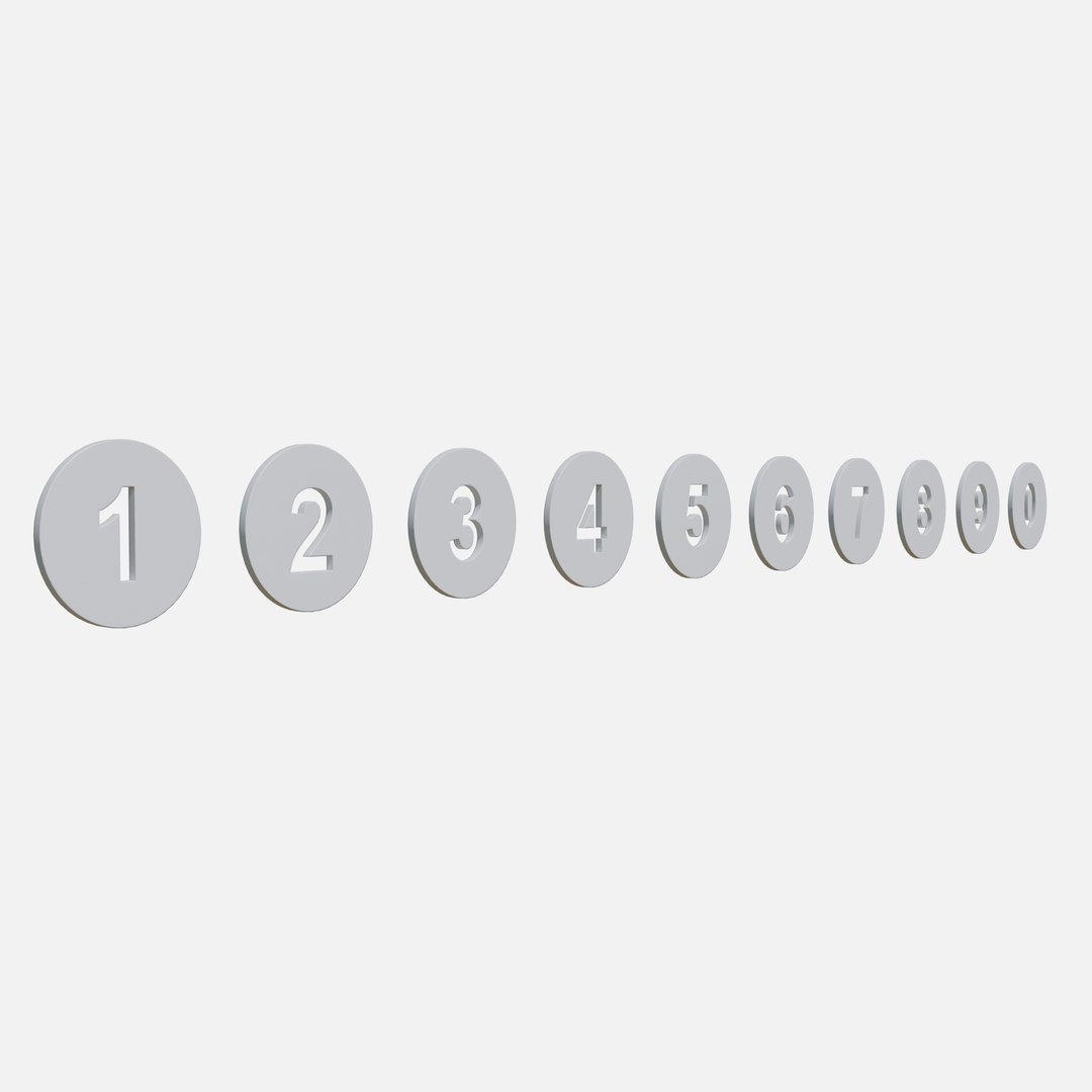 Collection Of Round Numbers White 3D - TurboSquid 2339062