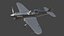 Modèle 3D d'un avion de chasse War Hawk moyen, entièrement équipé, animation de jeu, topologie prête et propre