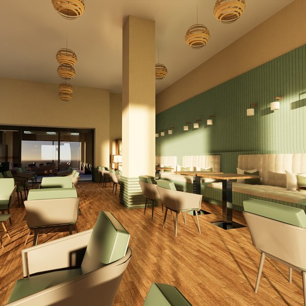 3D Hotel and Cafe Interior