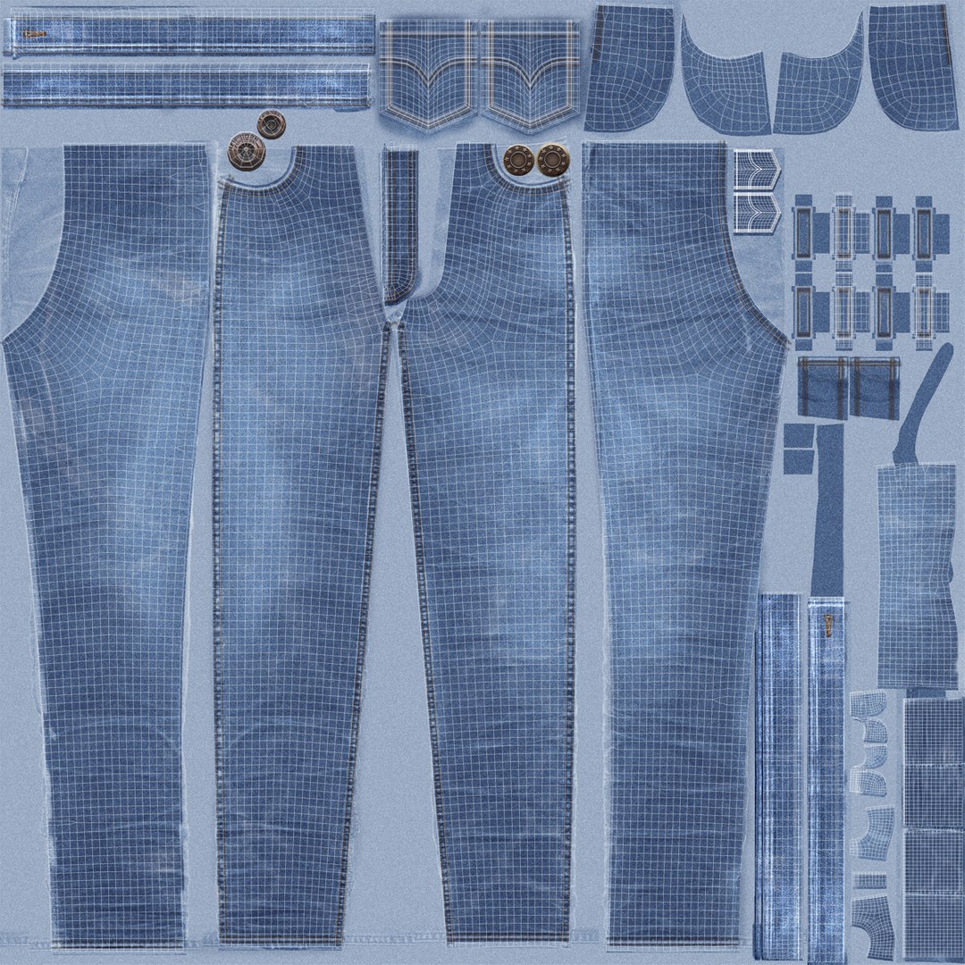 folded jeans 3d model