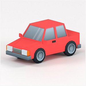 3D Cartoon Low Poly Car 02 - Sedan