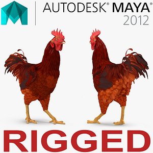 3d model brown hen rigged
