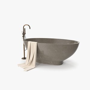 Buthtub with Standing Mixer Faucet 3D model