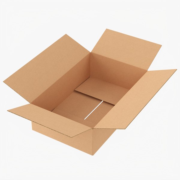 3D Open cardboard box mockup 01