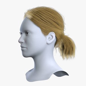 Realistic Female Ponytail Hair Low-Poly - Game Ready model