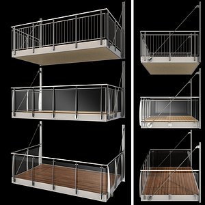 3D metal balcony 3 types model