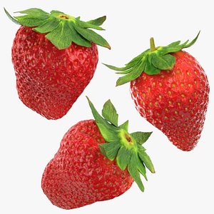 Strawberry With Stem Collection 3D model