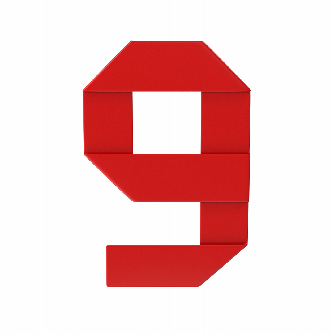 Red Ribbon Number 9 3D Model - TurboSquid 2166259