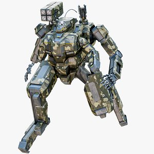 Rigged Sci-Fi Combat Mech Exoskeleton Suit - Woodland Skin PBR