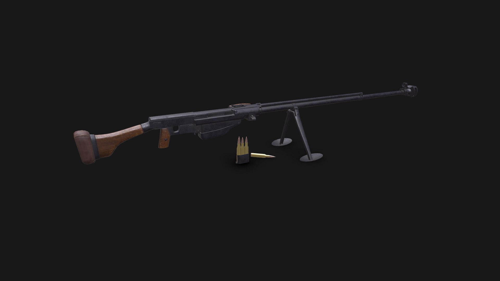 Ptrs 41 Anti Tank Rifle Low Poly Pbr 3d Model Turbosquid 2015606 9591