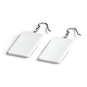 3D White Rectangular Earring Jewelry - pair of square ear jewel