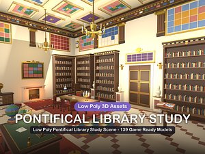 Low Poly Pontifical Library Study Scene