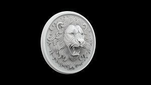 Lion Head Round Medallion 3D 3D model
