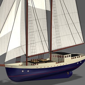 schooner clipper 3d model