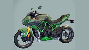 Green Sport Motorcycle Racing Superbike Game-Ready 3D