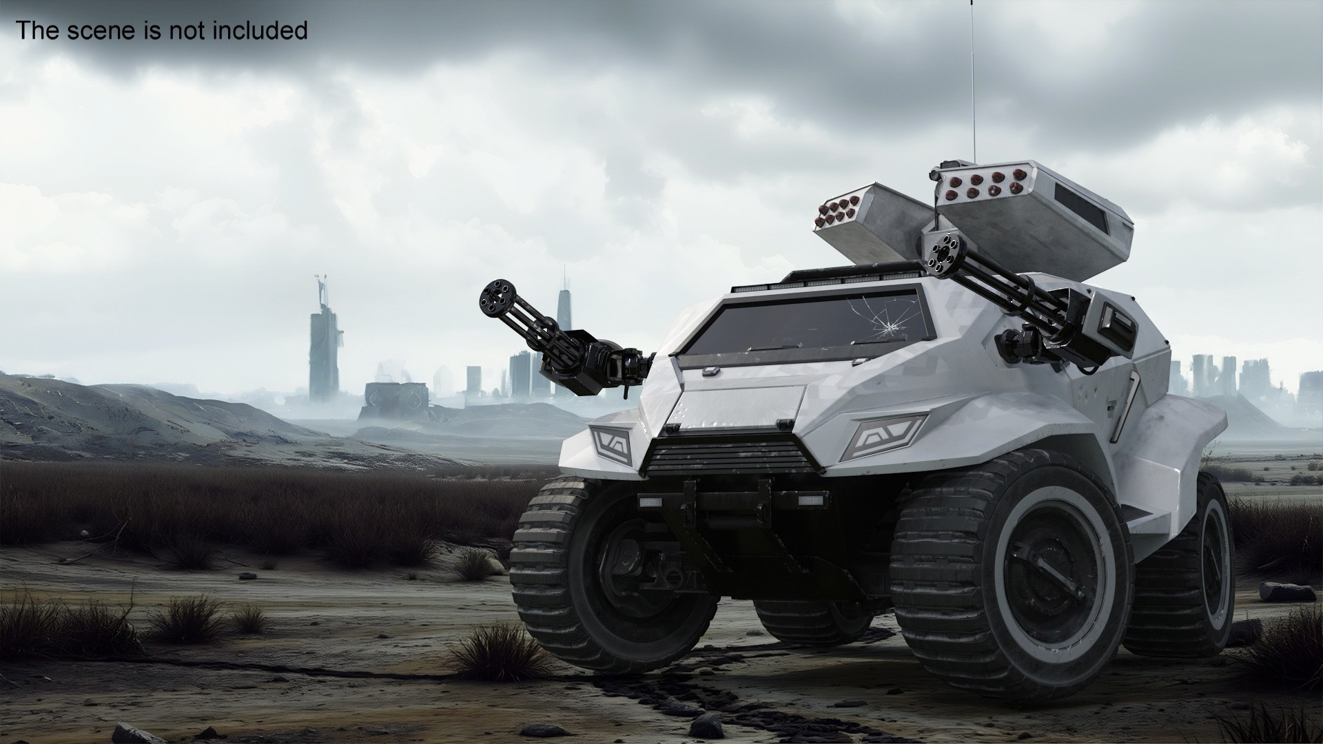 Old Fantastic War Vehicle Winter Color Rigged for Cinema 4D 3D model preview