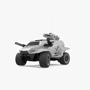 Old Fantastic War Vehicle Winter Color Rigged for Cinema 4D 3D