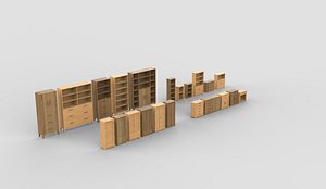 3D Wood Furniture set 3D model