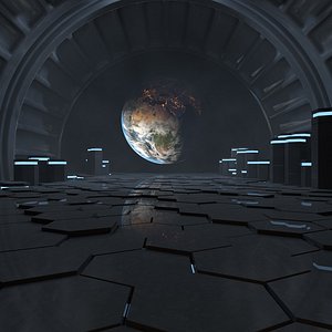 3D concepts alien space station interior