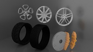 Generic Car Wheels Tire 3D Models Low and High Poly Low-poly 3D model