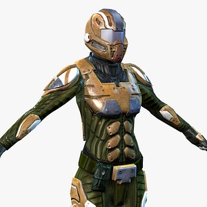sci-fi armor female 4 3d model