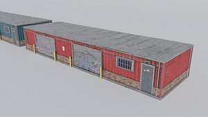 Small Industrial Utility Garage 4K and 2K 3D model