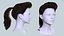 Penteado com rabo de cavalo estilo bufante retrô - Renderização de jogo