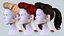 Penteado com rabo de cavalo estilo bufante retrô - Renderização de jogo