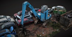 3D cars wreckage machinery junkyard terrain photogrammetry