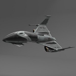 Dirty Futuristic Fighter Spaceship Rigged
