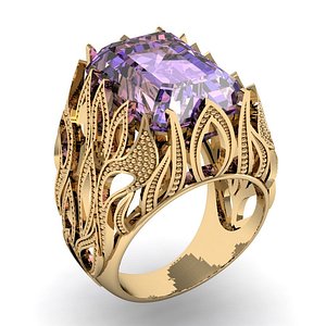 3D beautyful ring emerald gem model