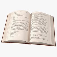 Open Hardcover Book English Text Red