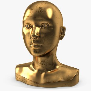 Woman Mannequin Head Statue Eyes Open Golden Old