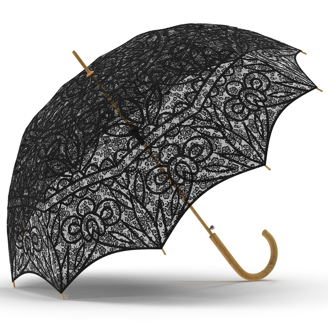 Parasol Umbrella Black 3D model preview