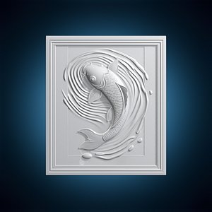 Koi Pond Framed Art 3D Print Model