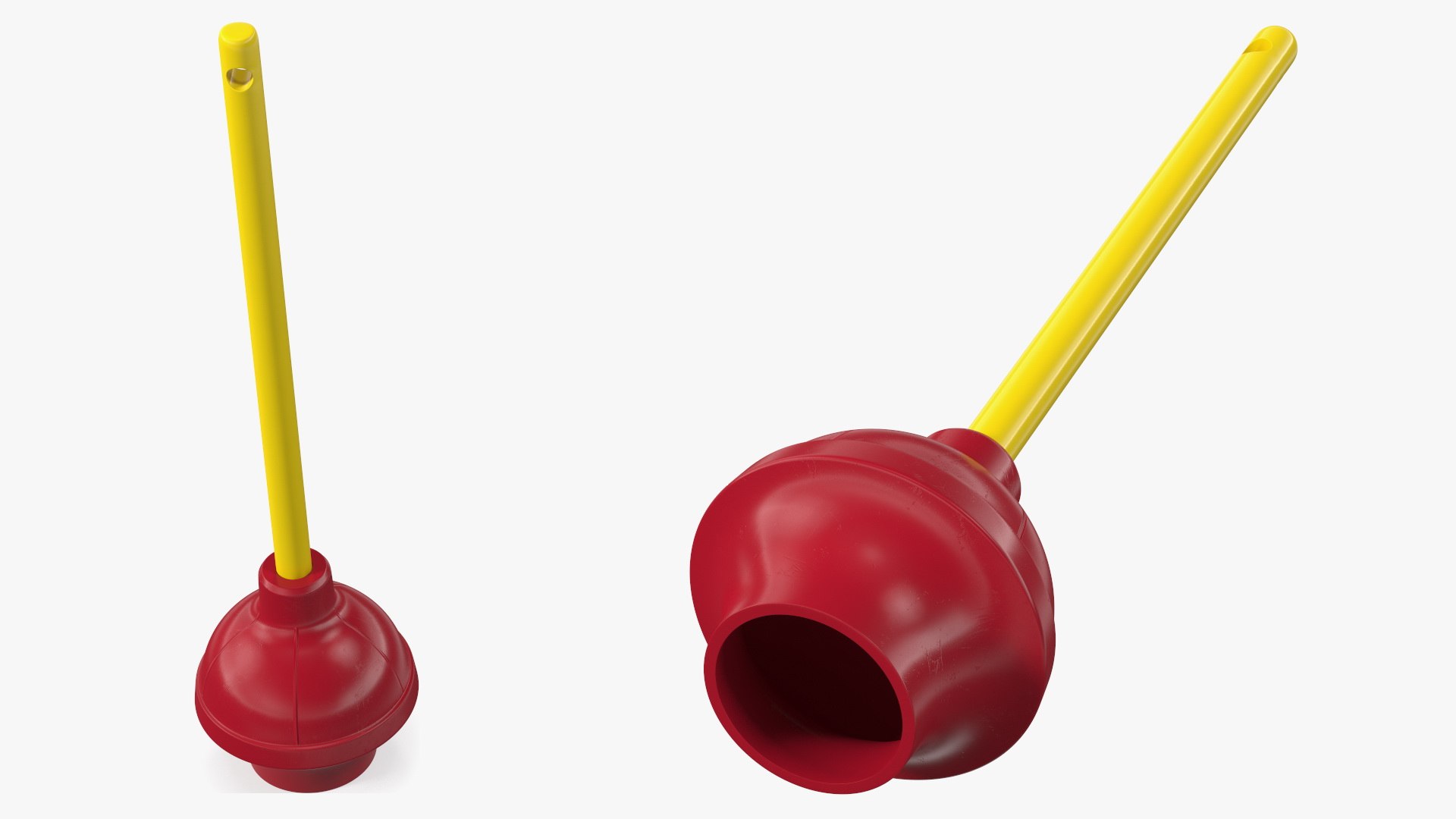 Heavy Duty Flange Toilet Plunger Red 3D model preview