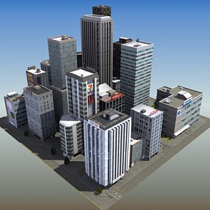 downtown skyscraper city block 3d max