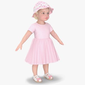 Baby Girl Outdoor Summer Dress A-Pose model