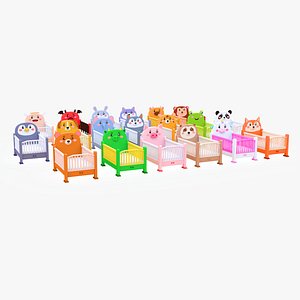Cartoon Baby Crib Nursery Pack 03 3D model