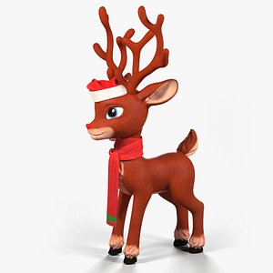 3D cartoon reindeer christmas character model
